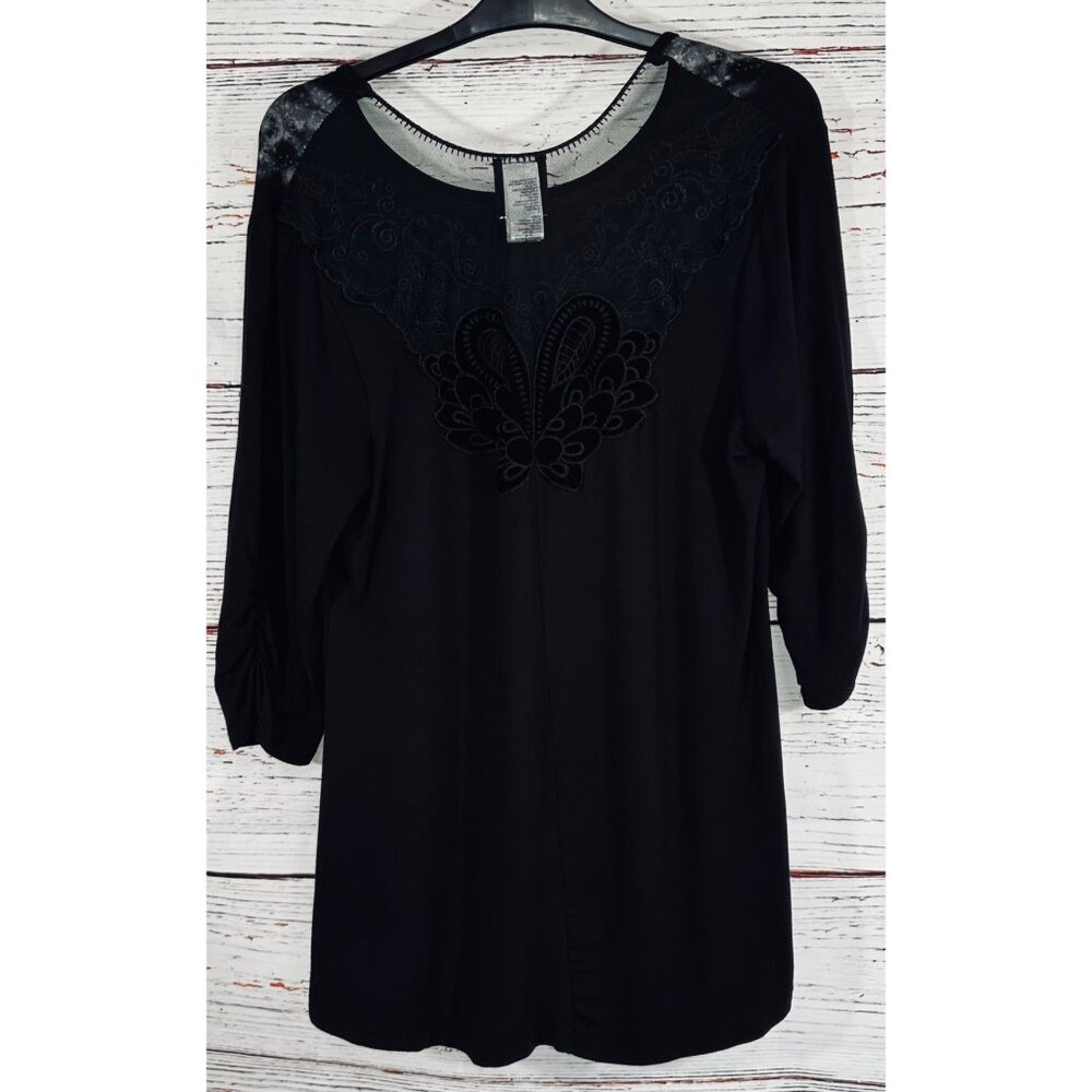 Harley-Davidson Womens Black Genuine Motorcycles Rhinestone & Lace Top Size L Se - Picture 8 of 14